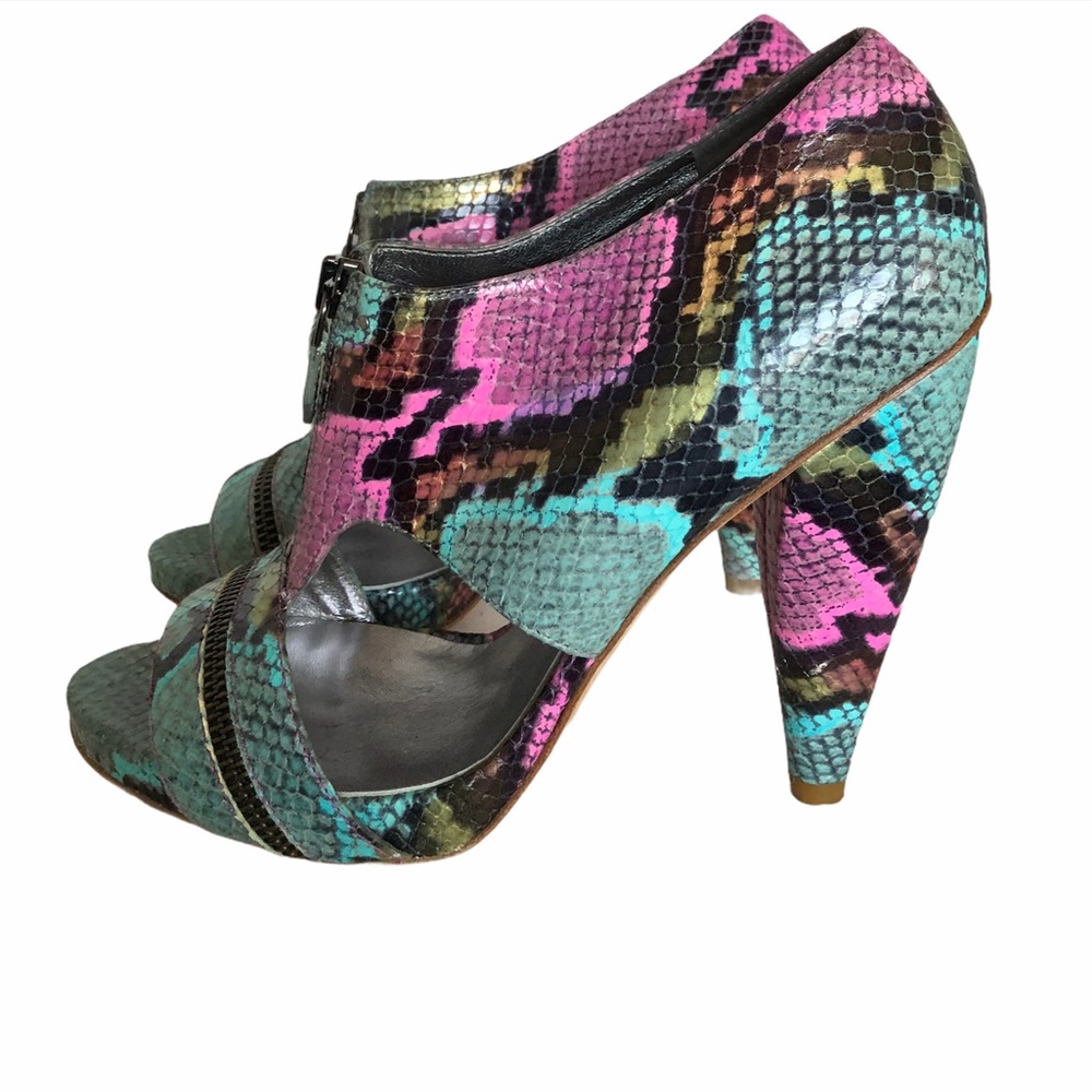 Botkler Multicolor Snakeskin Strappy Open Bootie - Picture 3 of 7